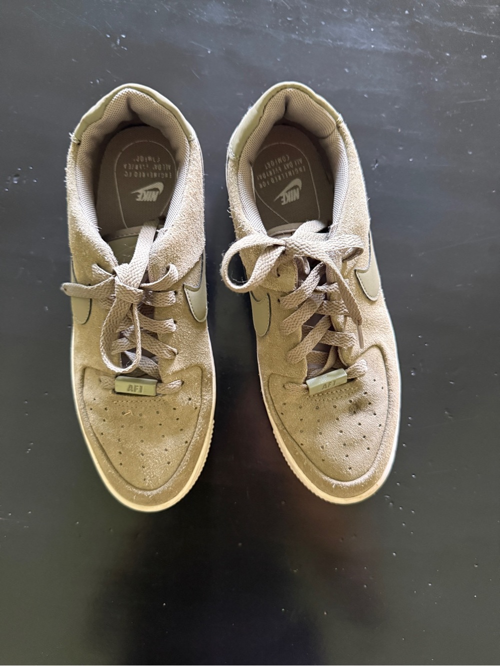 Nike Air Force 1 Low-Top Suede Sneakers in Olive